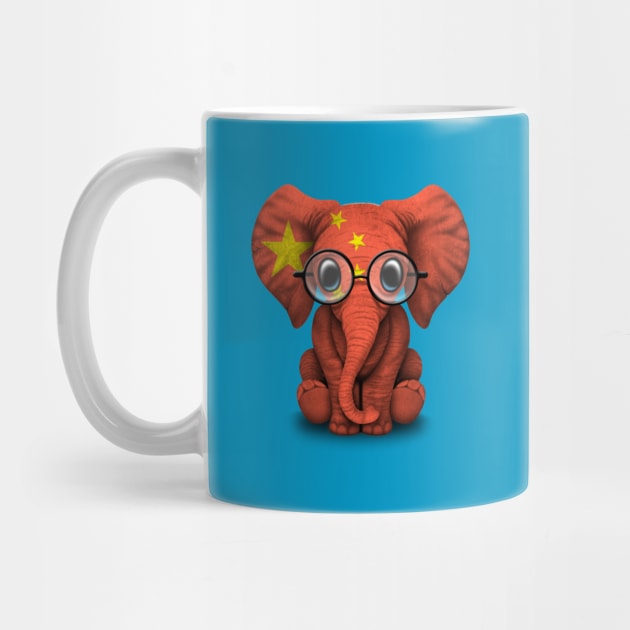 Baby Elephant with Glasses and Chinese Flag by jeffbartels